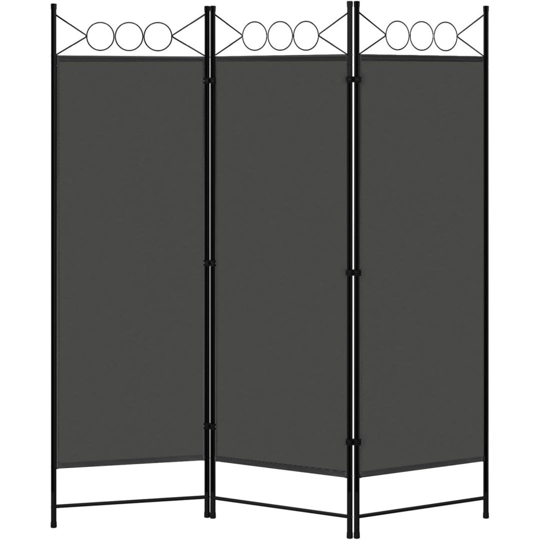3-teiliger paravent faltbar 167 x 172 cm dunkelgrau freistehender sichtschutz raumtrenner fuer innen- und aussenbereich garten balkon buero