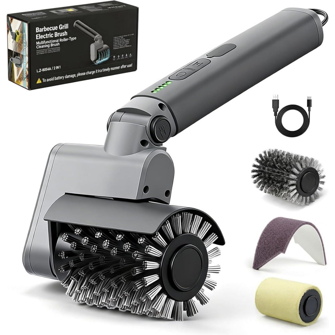 elektrische grillbuerste 3-in-1 set kabelloser grill grillreiniger mit edelstahlborsten wiederaufladbar wasserdicht profi grillzubehoer fuer einfache rostreinigung kabellos wiederaufladbar wasserdicht grill grillreiniger profi grillzubehoer