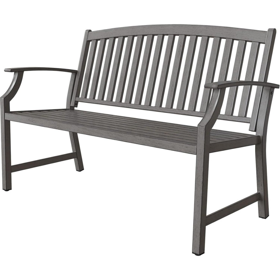 gartenbank metall parkbank mit rueckenlehne armlehne ruhebank retro-stil fuer 2-3 sitzer gartenmoebel baenke fuer garten park balkon grau