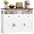 ironck kuechenschrank sideboard mit steckdose 2ac1usb1c aufbewahrungsschrank 3 schubladen 3 tueren kuechenbuffet kaffeebar schrank fuer wohnzimmer esszimmer verstellbare ablage 107x35x95cm weiss