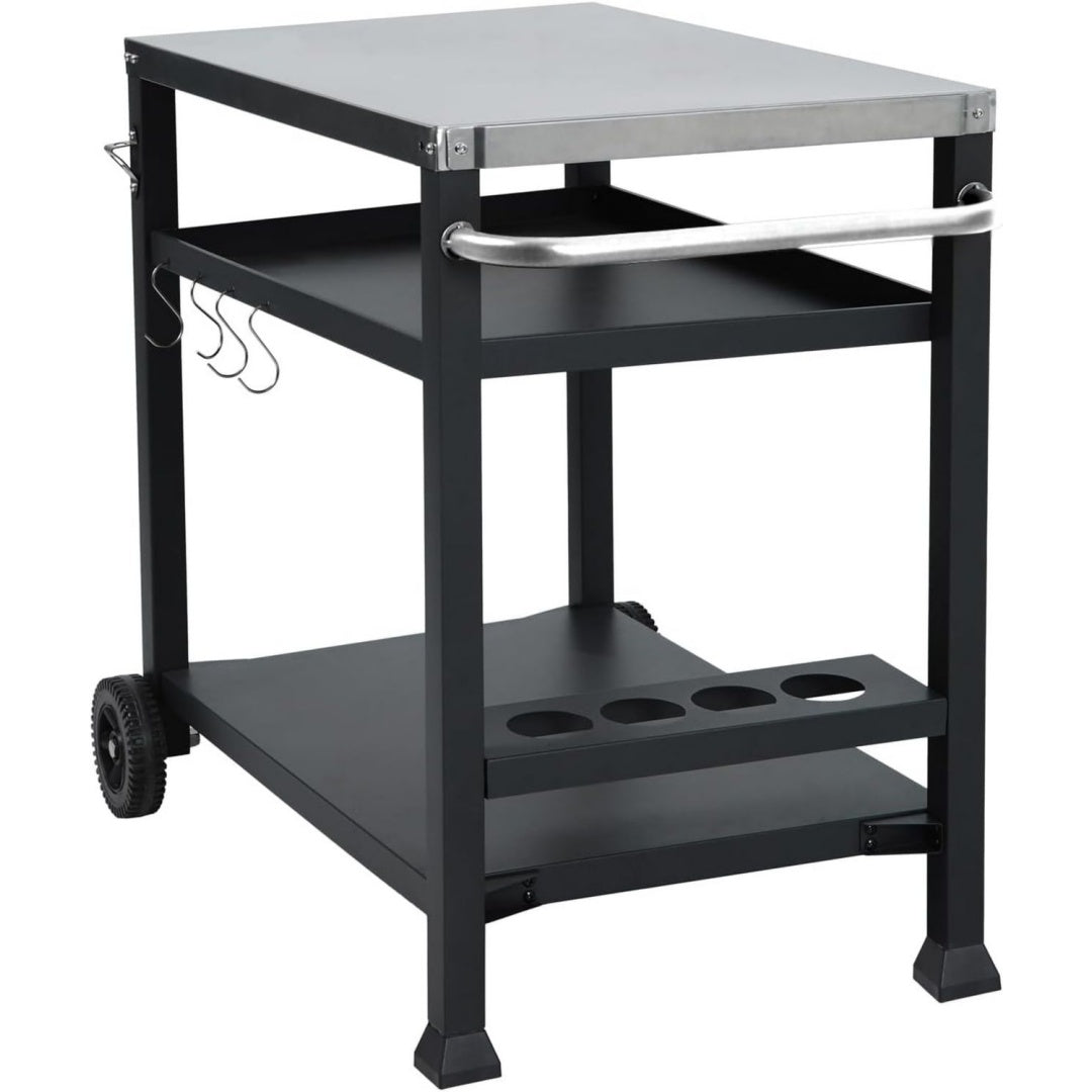 nikan grillwagen grilltisch rollwagen grillstaender klein mit rollen outdoor balkon garten terrasse schwarz