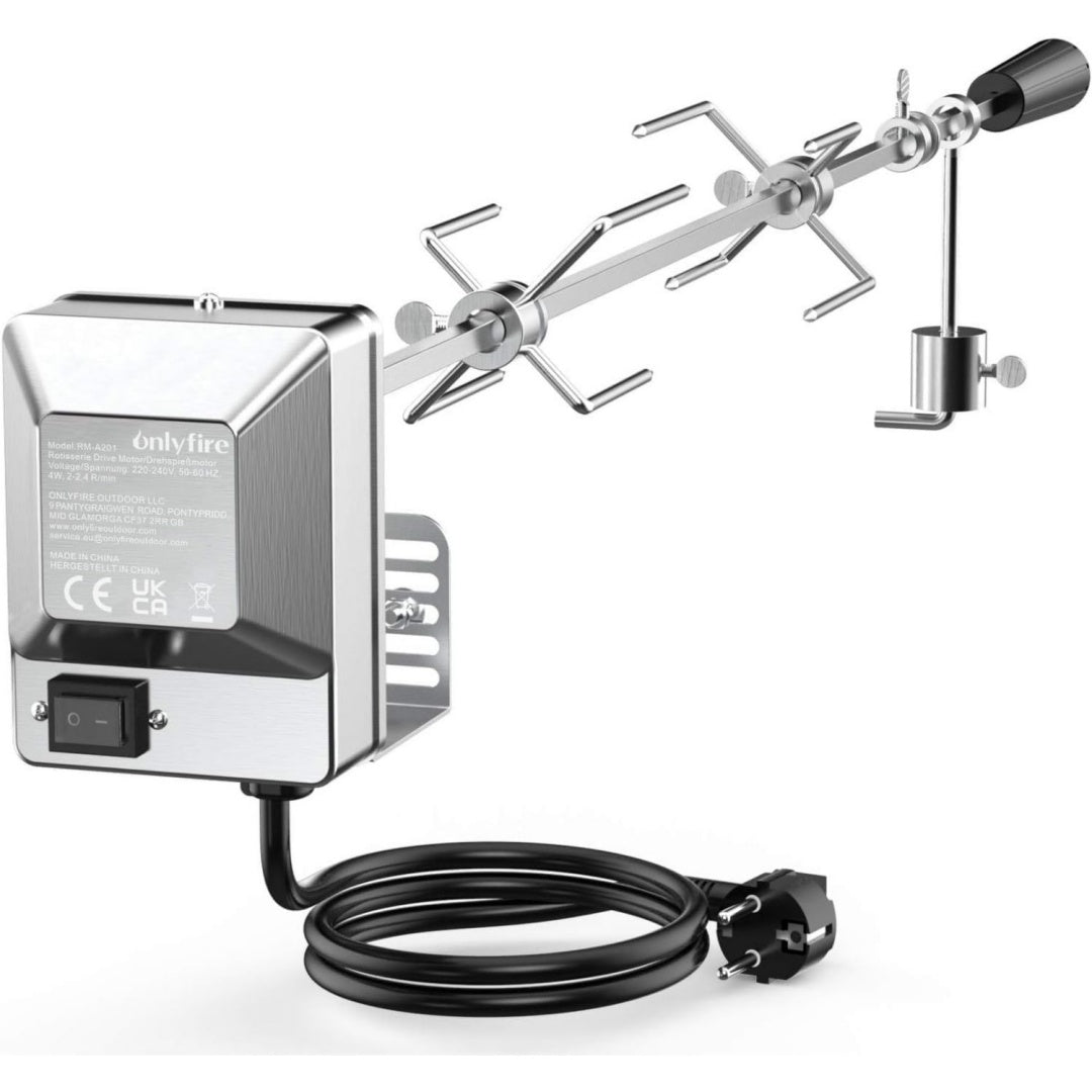 universal verchromter grillspiess set 220240v 90 cm rotisserie drehspiess 2x fleischnadeln edelstahl motor drehspiess
