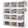 homidec schuhregal 7 ebenen fuer 42 paar schuhe weiss schuhaufbewahrung mit tuer diy schuhregale kunststoff schuh organizer fuer flur schlafzimmer eingang weiss
