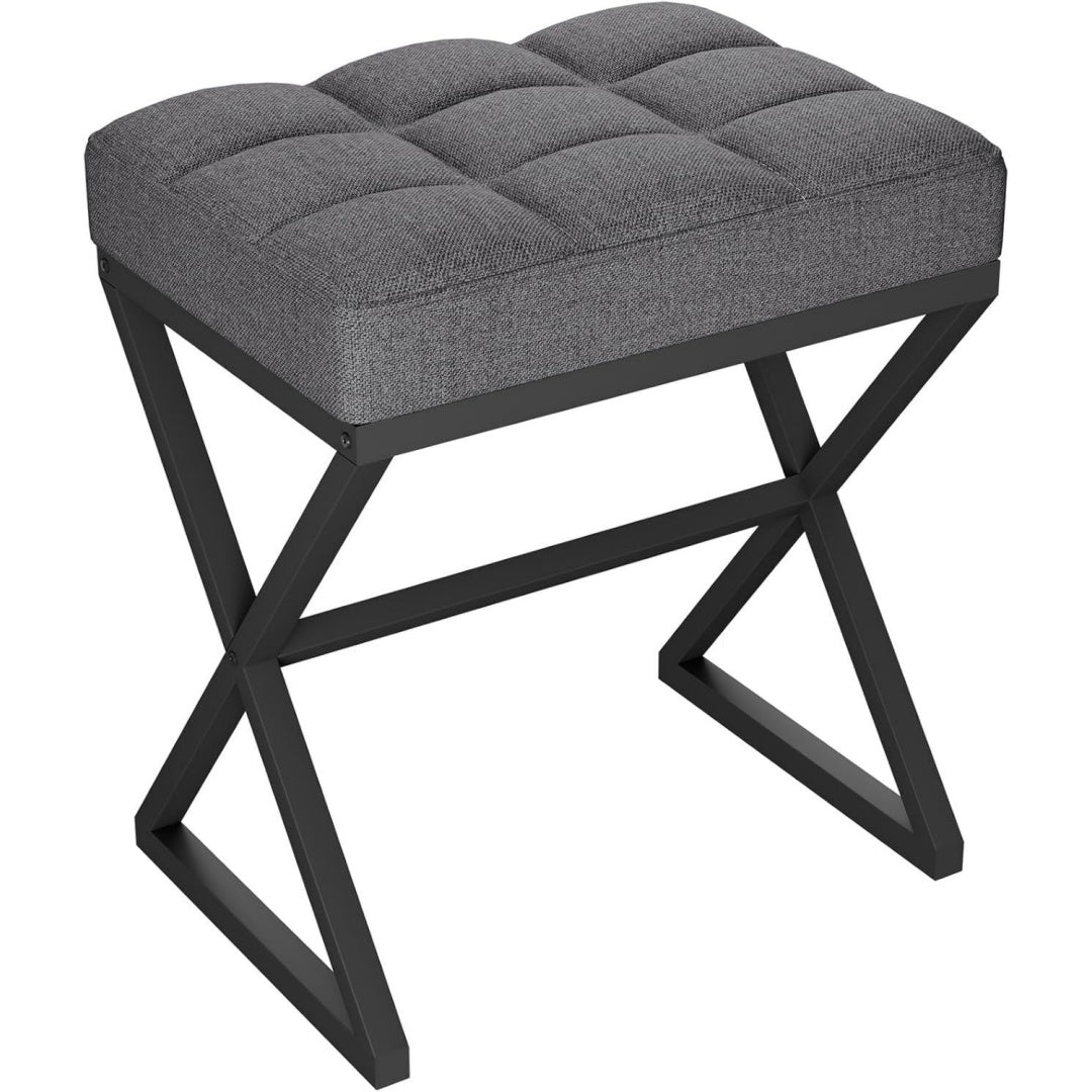 schminkhocker fusshocker leinen sitzhocker make-up dressing hocker mit x-foermigen metallbeinen fuer eitelkeit wohnzimmer schlafzimmer eingang flure 403046cm dunkelgrau hbd033g