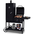 smoker klavor mit raeucherofen grill-grill holzkohlegrill smokergrill stahl stahlblech mit feuerschutzlack grillkammer und raeucherkammer holzgriffe aschetuer mit riegelverschluss