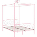 himmelbett bettgestell bett doppelbett metallbett bettrahmen lattenrost schlafzimmerbett schlafzimmermoebel ehebett rosa metall 140x200cm