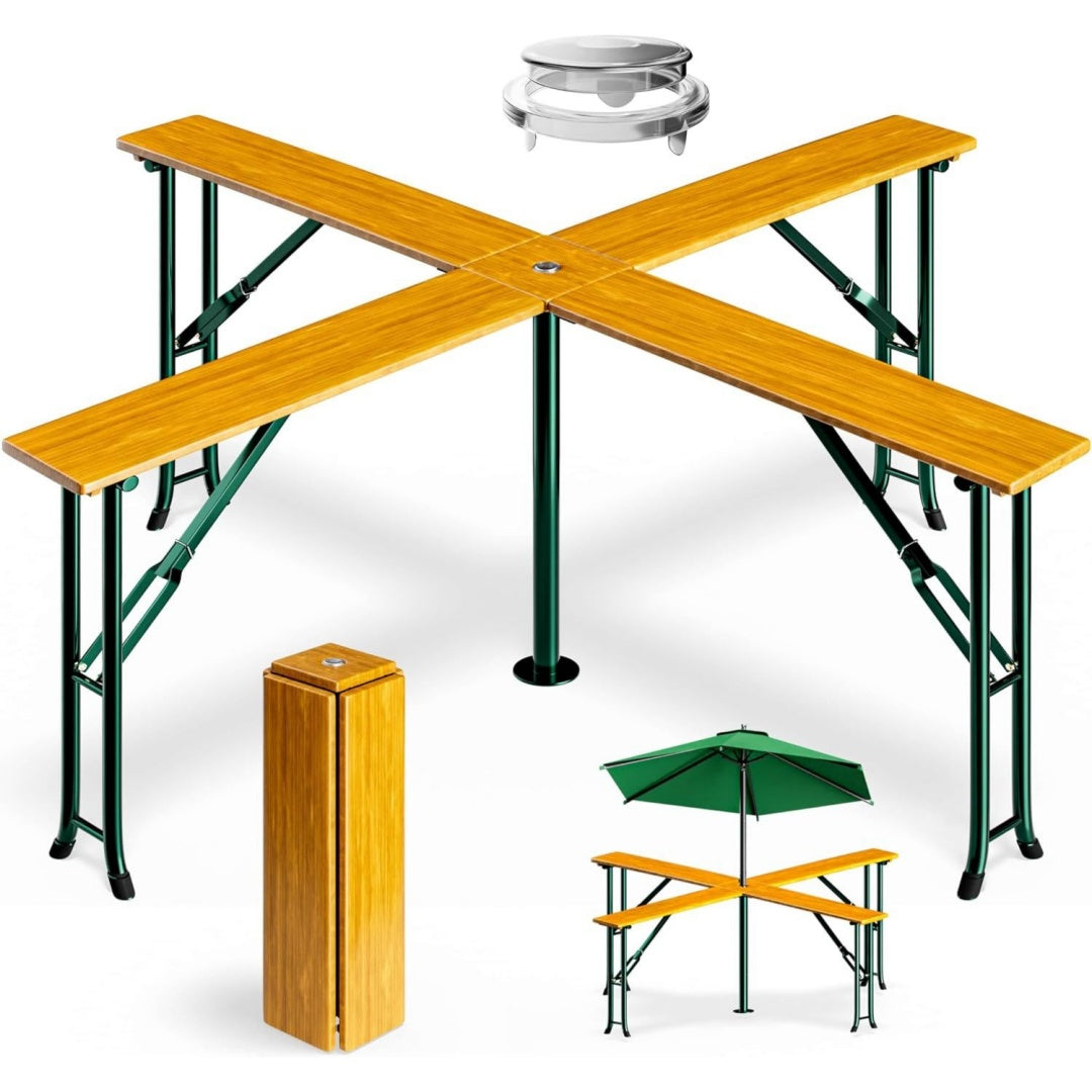 deuba stehtisch quattro xxl hoch klappbar holz outdoor indoor garten 243x243x105cm bierzeltgarnitur partytisch klappbar bistro biertisch bar