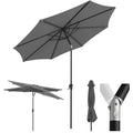 sonnenschirm 300 cm mit kurbel gartenschirm wasserabweisend balkonschirm uv-schutz bis upf 50 terrassenschirm neigbar 8 streben fuer garten balkon terrasse grau